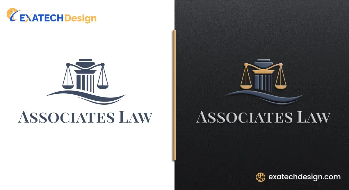 A law logo redesign before and after picture showing the logo going from black and white and basic to bold, defined, and prestigious.